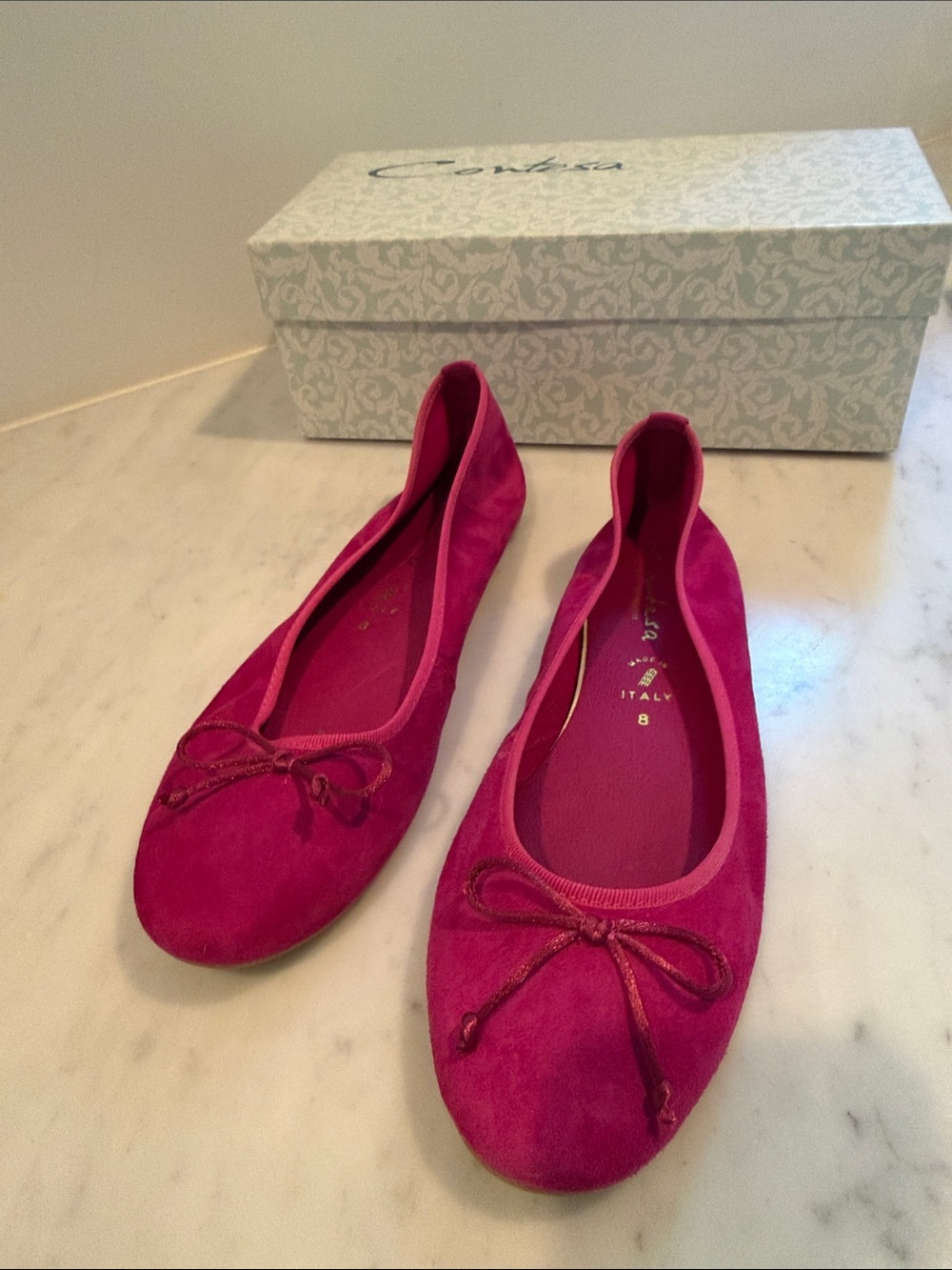 Sam Edelman Bright Fuchsia Suede Ballet Flats with Bow